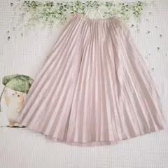 【訳あり】✨コルザ✨プリーツロングスカート ウエストゴム 裏地あり 光沢感 M