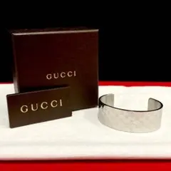 未使用保管品 保存箱付き グッチ GG ロゴ 総柄 シルバー925 バングル