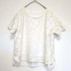 【GYLE 】 レースブラウス　半袖　Мサイズ　花柄　トップス　オフィススタイル