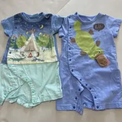 男の子　青　ロンパース2枚セット　70 半袖Tシャツ　夏　かものはし