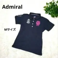 Admiral アドミラル ゴルフ 半袖ポロシャツ ロゴ入り M ネイビ 刺繍