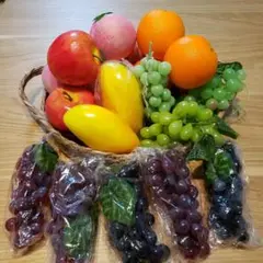 食品サンプルくだもの　フルーツ　桃　りんご　オレンジ　ぶどう　マスカットまとめて