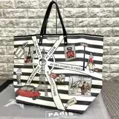 美品　バーバラリール　大容量　トートバック　ストライプ　トラベル