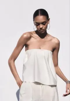 【新品未使用】オフショルダー ベアトップ ホワイト Zara XS