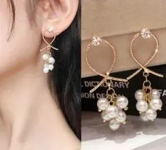 華奢なラインとパールが素敵❅ ピアス パール 揺れる きれいめ プレゼント