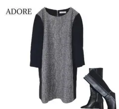 ADORE ワンピース ジャガード 切替 パイソン柄 大人綺麗め 上品
