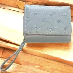 三つ折り財布 小銭入れ 財布 くすみブルー