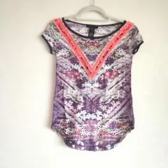 Custo Barcelona 和風花柄半袖Tシャツ Sサイズ　クスト