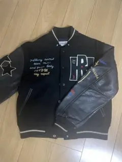 90s HIGH! STANDARD レザー スタジャン ウール ジャケット S 90s HIGH! STANDARD レザー スタジャン ウール ジャケット S