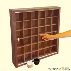 お猪口 マホガニ色全塗装 コレクションケース ３６マス 収納 アクリル付 日本製