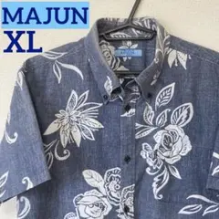 【MAJUN】良品 かりゆし XL(BLUEGREY) 綿 ポリエステル