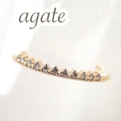 アガット agete K10YG ダイヤ 0.03ct ミルグレイン リング