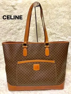 CELINE トートバッグ マカダム柄 レザー トリオンフ 大きめサイズ