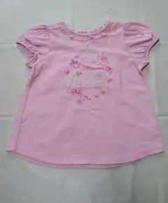 メゾピアノ130 プリンセス刺繍 Tシャツ ピンク