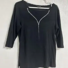 美品！ バレンザ38 ブラック ストーン装飾 五分袖カットソー