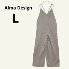 アルマデザイン サロペット オールインワン ワイド Vネック L グレージュ