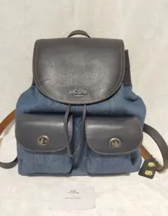 再値下/ COACH(コーチ) デニムリュック フラワー柄 TK858