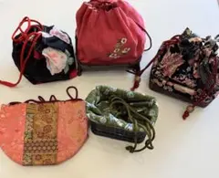 巾着袋 5個セット 花柄 浴衣に　新品含む