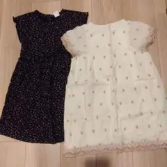 GAP２着セット♡ネイビー ハート柄 ワンピース ＆ホワイトピンク刺繍ワンピース