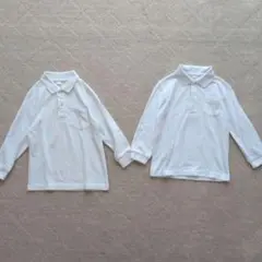 キッズ ポロシャツ 長袖 100cm 2枚セット ホワイト 白