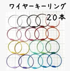 20本　ワイヤーキーリング　キーホルダー　カラー