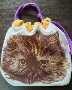 猫の顔デザイン巾着袋