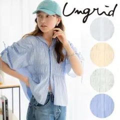 Ungrid ギャザーデザインハーフスリーブシャツ