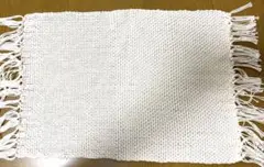 手編みランチョンマット　コットンマット ナチュラルホワイト 29×40