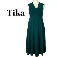 【美品】Tikaドレス パーティー 結婚式 キャバドレス ロングドレス グリーン