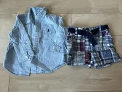 ラルフローレン　80㎝　ロールアップシャツとチェック柄ショートパンツセット　2点