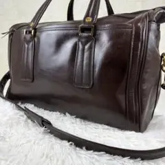 【美品】MARUEM マルエム ボストンバッグ ショルダー付 茶 レザー 鍵付