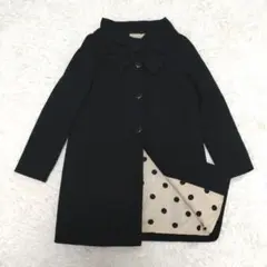 石原さとみ着用✨ケイトスペード ロングコート リボン 裏地 ドット ブラック L