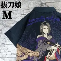 新品未使用✨抜刀娘 ポロシャツ 刺繍ロゴ タグ付き ブラック パープル 完売品М