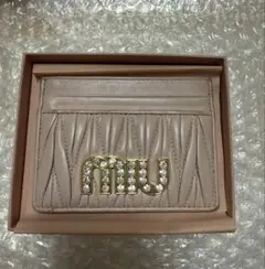 miumiu ミュウミュウ カードケース マテラッセ ビジュー ピンク オパール