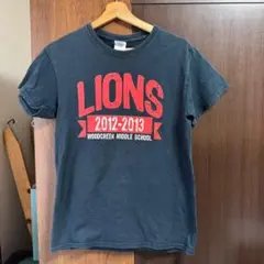GILDAN LIONS 2段プリントTシャツ Sサイズ ブラック US古着