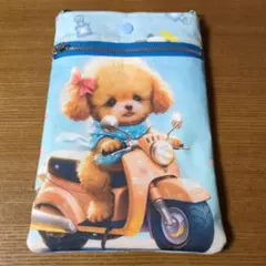 ハンドメイドスマホショルダーバッグ　バイクに乗った犬