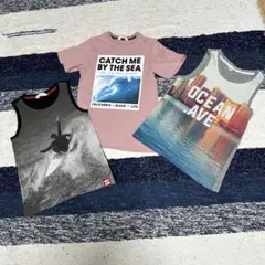 タンクトップ 2枚Tシャツセット 波 グラフィック　H&M 140