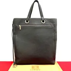 ほぼ未使用 ロエベ ロゴ 金具 レザー トートバッグ ハンドバッグ ブラック