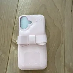 リボン付きピンクソフトケース iPhone16