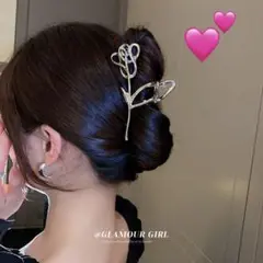 ヘアクリップ シルバー 髪留め シンプル オフィス 贈り物 チューリップ