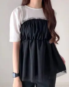 しまむら　NAO チュールドッキングT LL