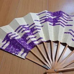 舞扇子 紫と白の波模様