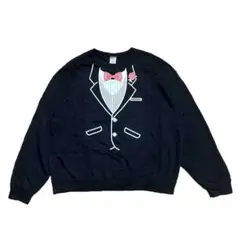 00s JERZEES スウェット 騙し絵 タキシード 黒 2XL