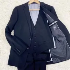 極美品　スーツセレクト　ビジネススーツ　スリーピース　ブラック　Y7