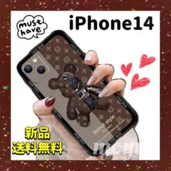 iPhone14ケース 可愛い くま ブラウン モノグラム くまロボ 新品 人気