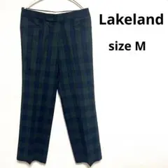 美品【Lakeland】スラックス(M) チェック柄　グリーン　フォーマル