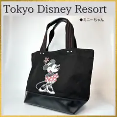 【A4対応】東京ディズニーリゾート限定 ミニーマウス キャンバストートバッグ 黒