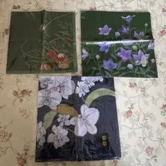 和風デザイン ハンカチセット 3枚 藍染　わさび染　大判ハンカチ