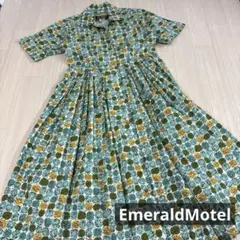 EmeraldMotel 花柄 半袖シャツワンピース　レトロ　古着女子