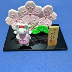 桜とウサギの置物 さくらさくら